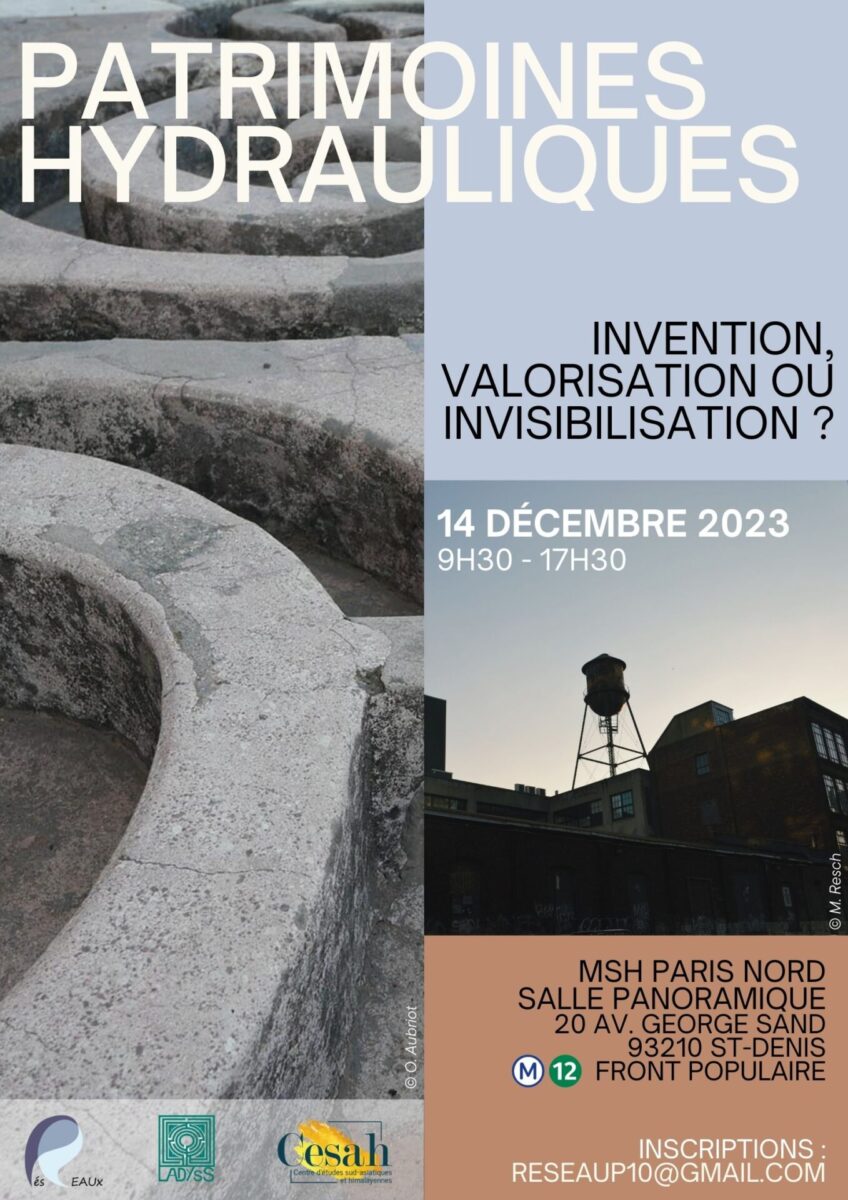 Atelier « Patrimoines hydrauliques. Invention, valorisation ou invisibilisation? » – le 14 décembre 2023
